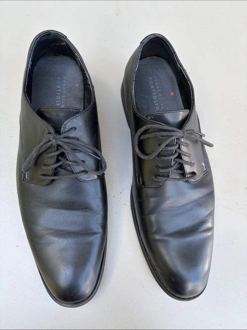 PERRY ELLIS Men’s Black faux Leather Lace-Up Dress Shoes 13 used
